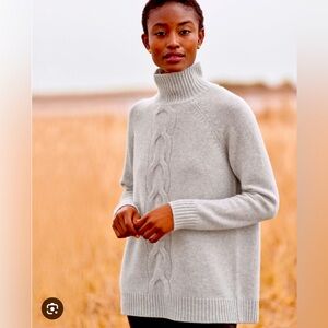 Garnet Hill Cable-Detail Cashmere Tunic Sweater